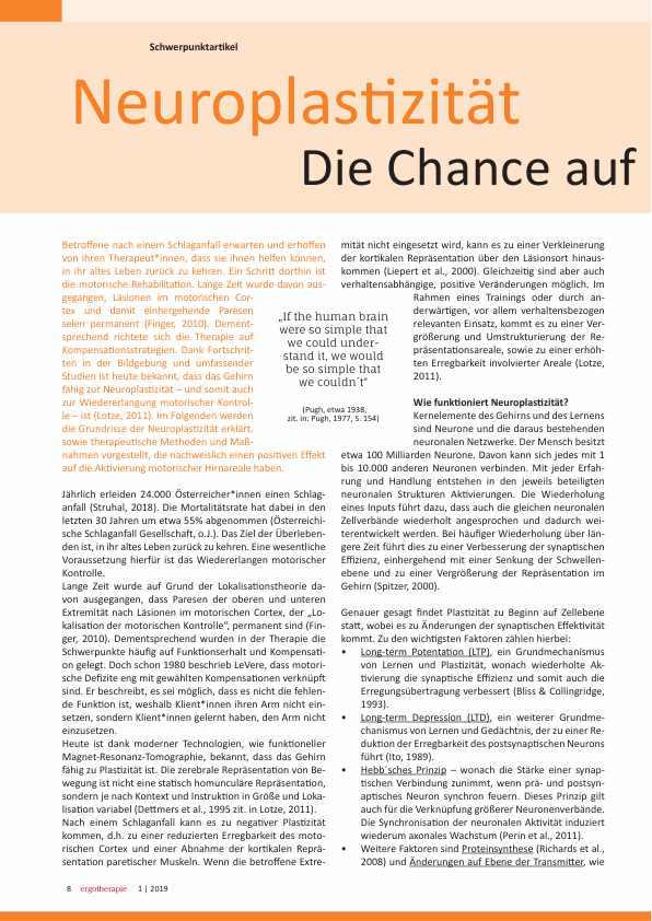 Neuroplastizität - die Chance auf motorische Rehabilitation